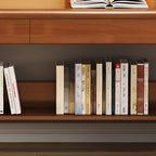 Adjustable Ivory Rubberwood Kids Desk with Open Shelves and Hutch