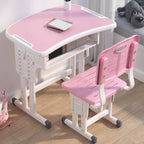 Adjustable Kids Desk and Chair Set with Storage Shelf – Wood Top & Steel Base