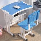 Adjustable Kids Desk and Chair Set with Storage Shelf – Wood Top & Steel Base