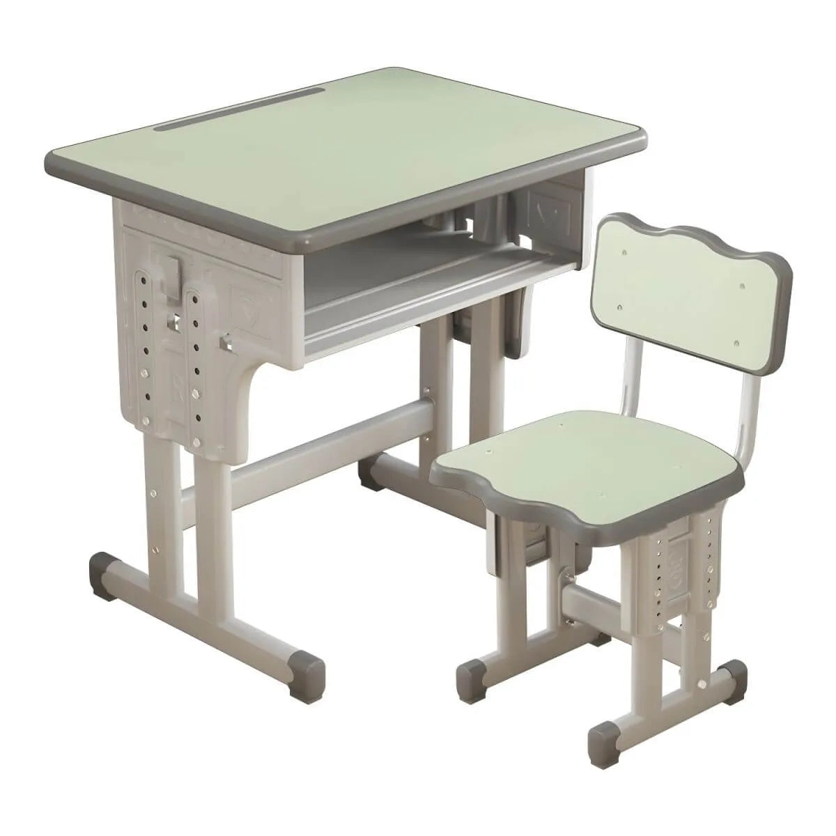 Adjustable Kids Desk and Chair Set with Storage Shelf – Wood Top & Steel Base