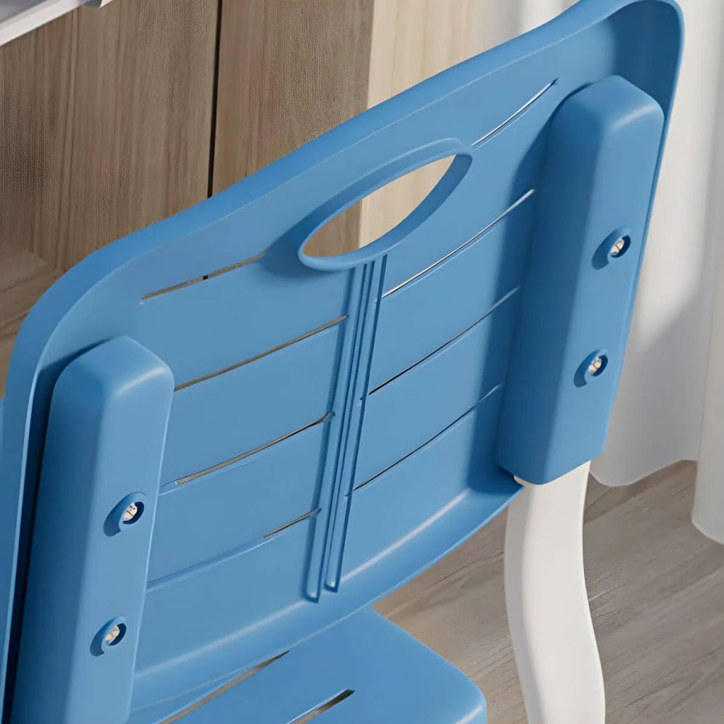Adjustable Kids Desk and Chair Set with Storage Shelf – Wood Top & Steel Base