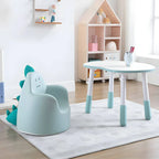 Adjustable Kids Desk & Animal-Themed Chair Set in Matte White Wood