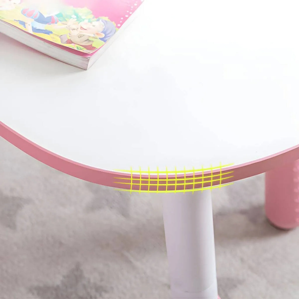 Adjustable Kids Desk & Animal-Themed Chair Set in Matte White Wood