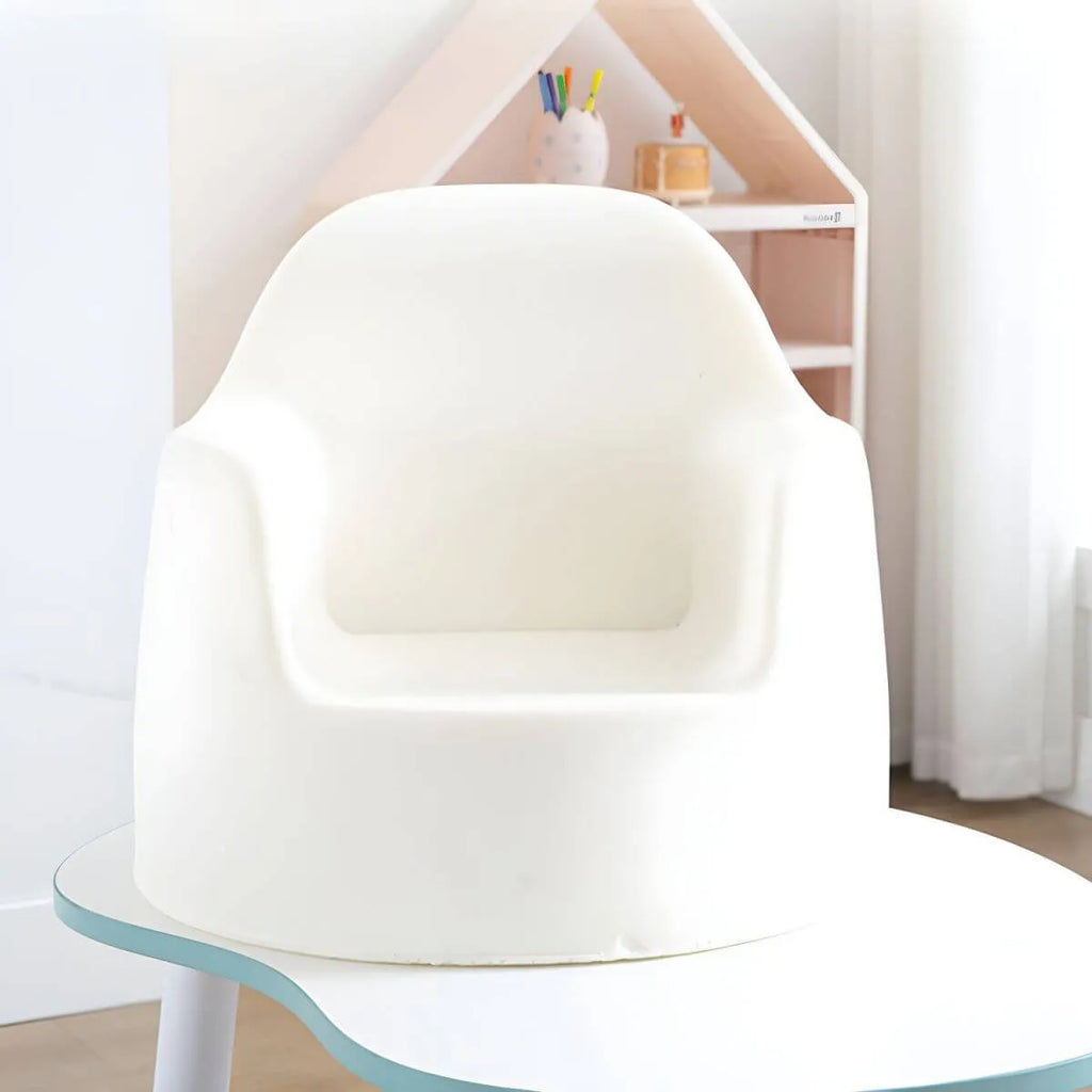 Adjustable Kids Desk & Animal-Themed Chair Set in Matte White Wood