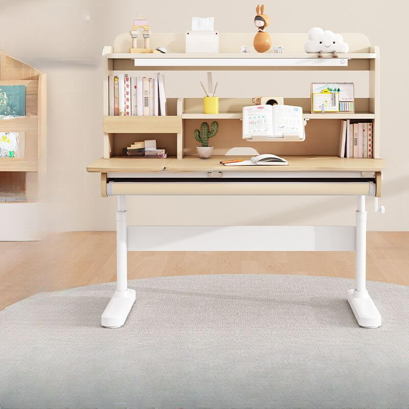 Adjustable Kids Desk Set - Wood Table & Steel Base
