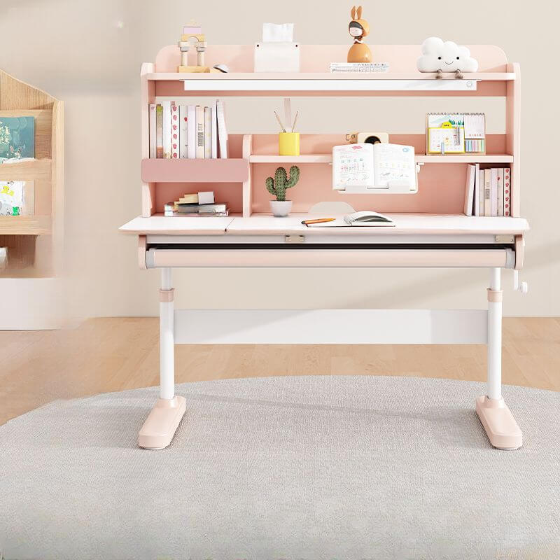 Adjustable Kids Desk Set - Wood Table & Steel Base