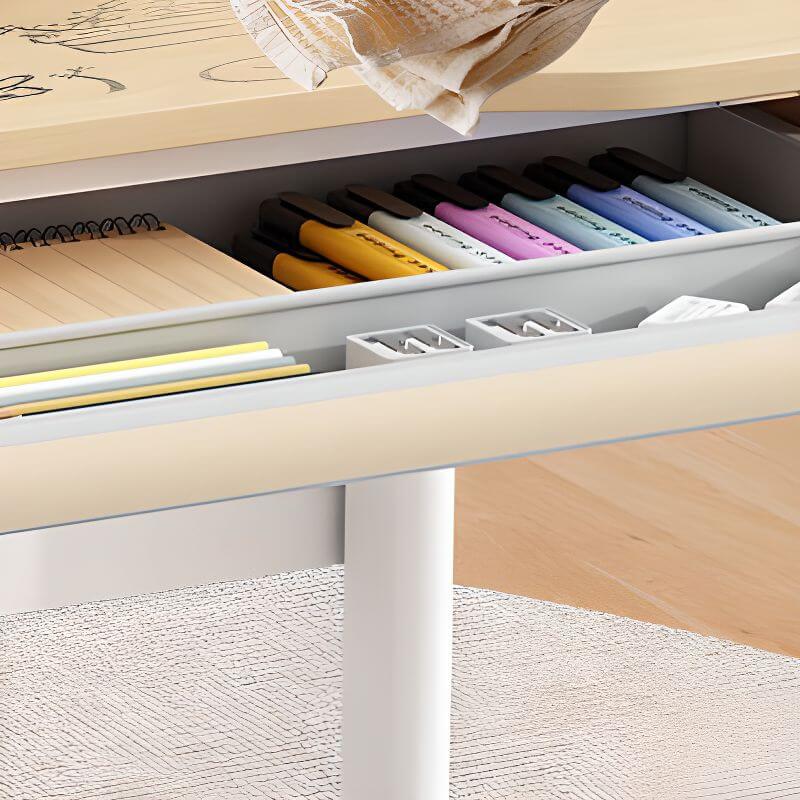 Adjustable Kids Desk Set - Wood Table & Steel Base