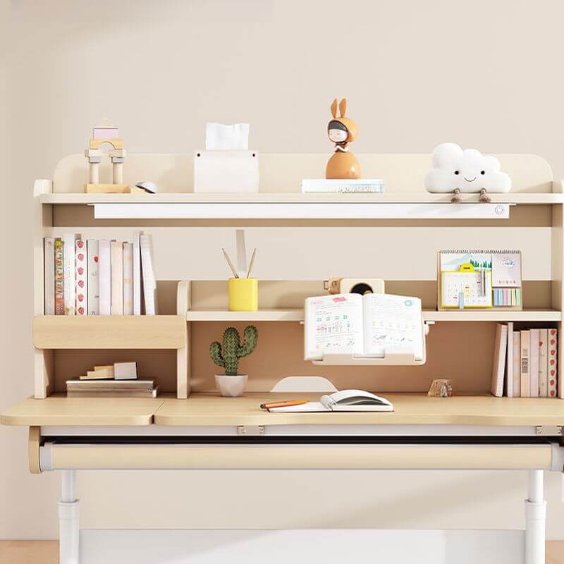 Adjustable Kids Desk Set - Wood Table & Steel Base