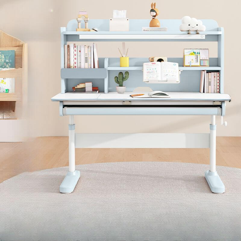 Adjustable Kids Desk Set - Wood Table & Steel Base