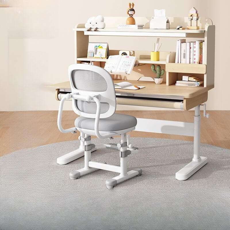 Adjustable Kids Desk Set - Wood Table & Steel Base