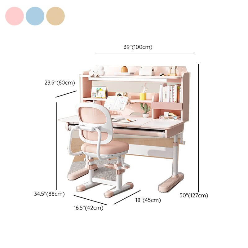 Adjustable Kids Desk Set - Wood Table & Steel Base Dimensions