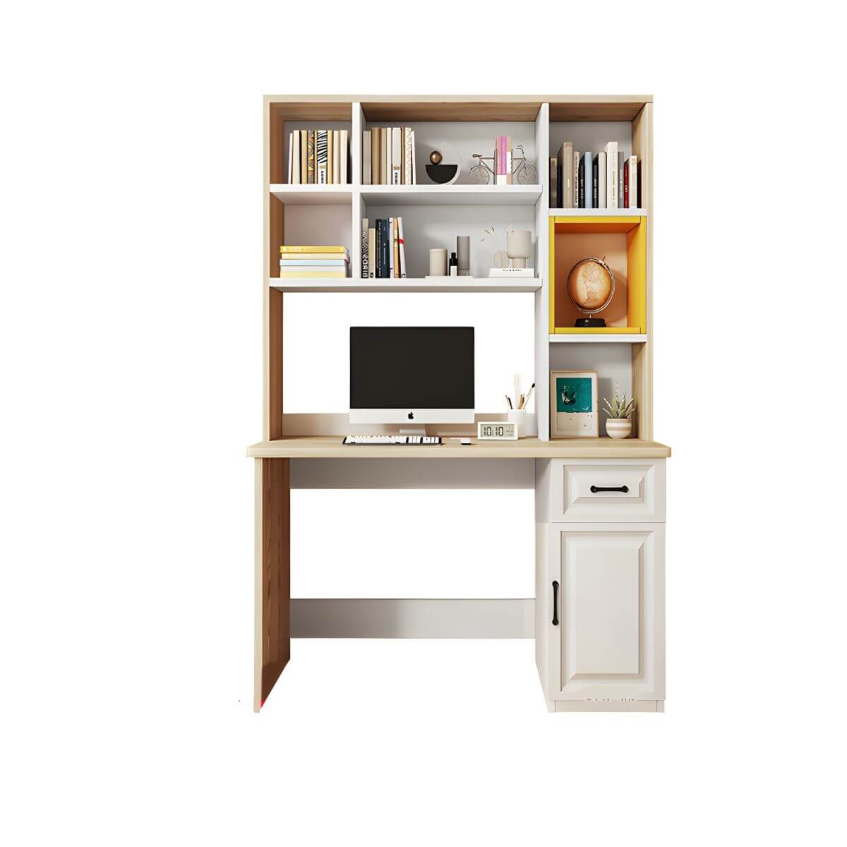 Adjustable Kids Desk with Hutch and Storage in White, Blue, Grey, Pink, Wood