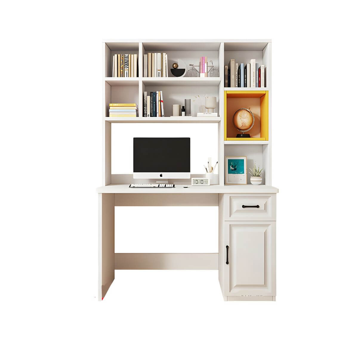 Adjustable Kids Desk with Hutch and Storage in White, Blue, Grey, Pink, Wood