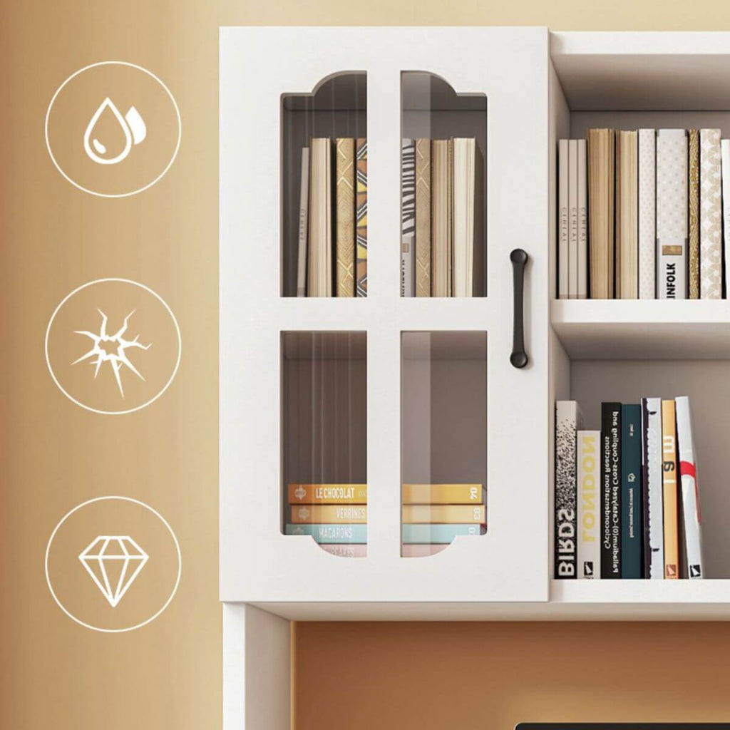 Adjustable Kids Desk with Hutch and Storage in White, Blue, Grey, Pink, Wood