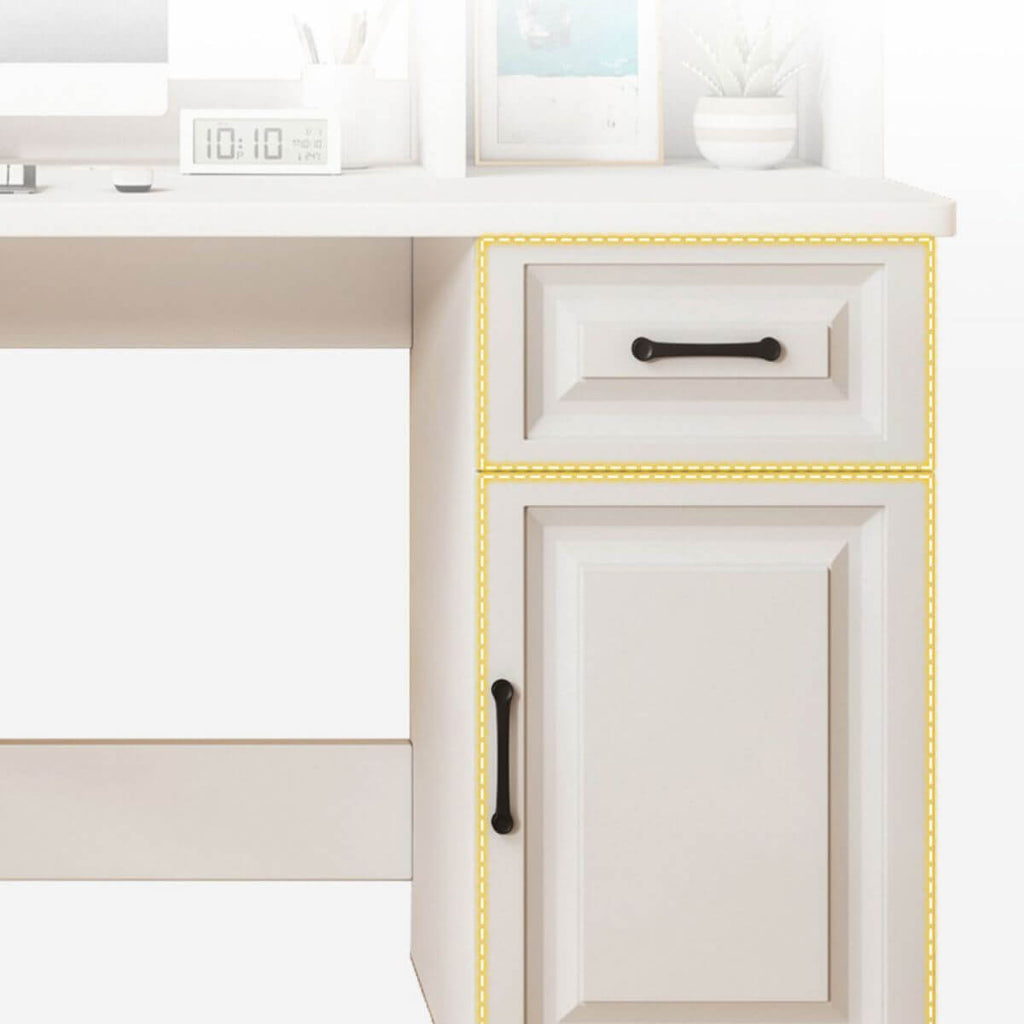 Adjustable Kids Desk with Hutch and Storage in White, Blue, Grey, Pink, Wood