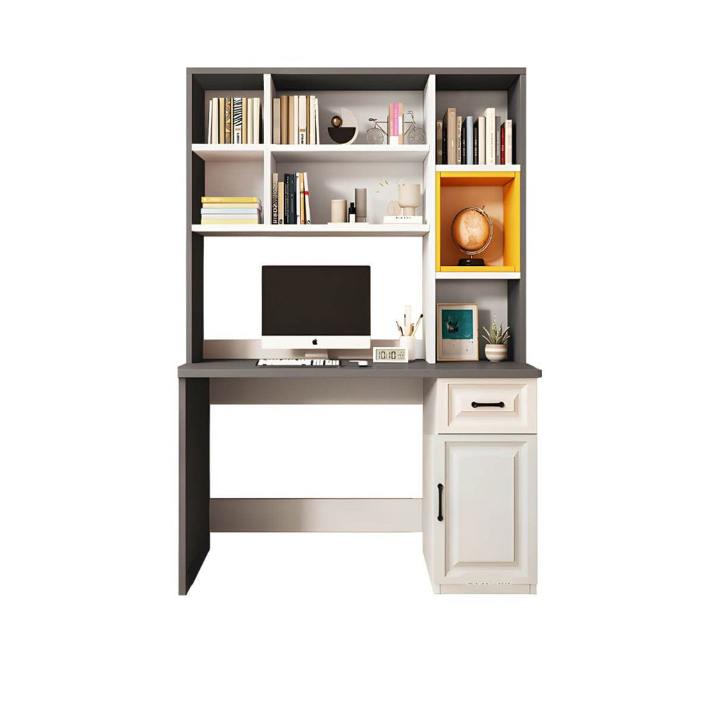 Adjustable Kids Desk with Hutch and Storage in White, Blue, Grey, Pink, Wood