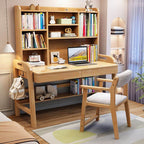 Adjustable Kids Desk with Storage and Shelves - White
