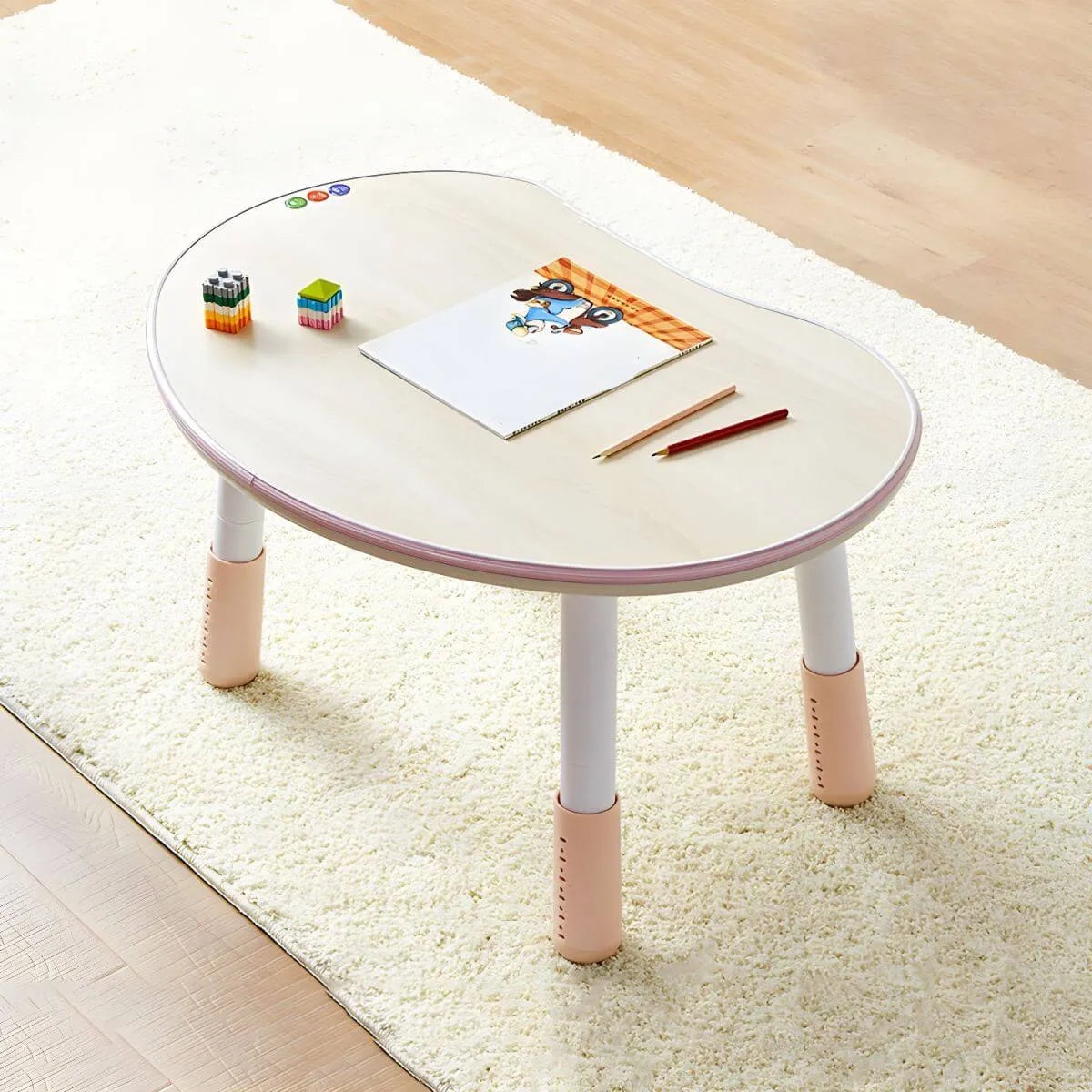 Adjustable Kids Writing Desk with Chair – Wood Top & Colorful Acrylic Base