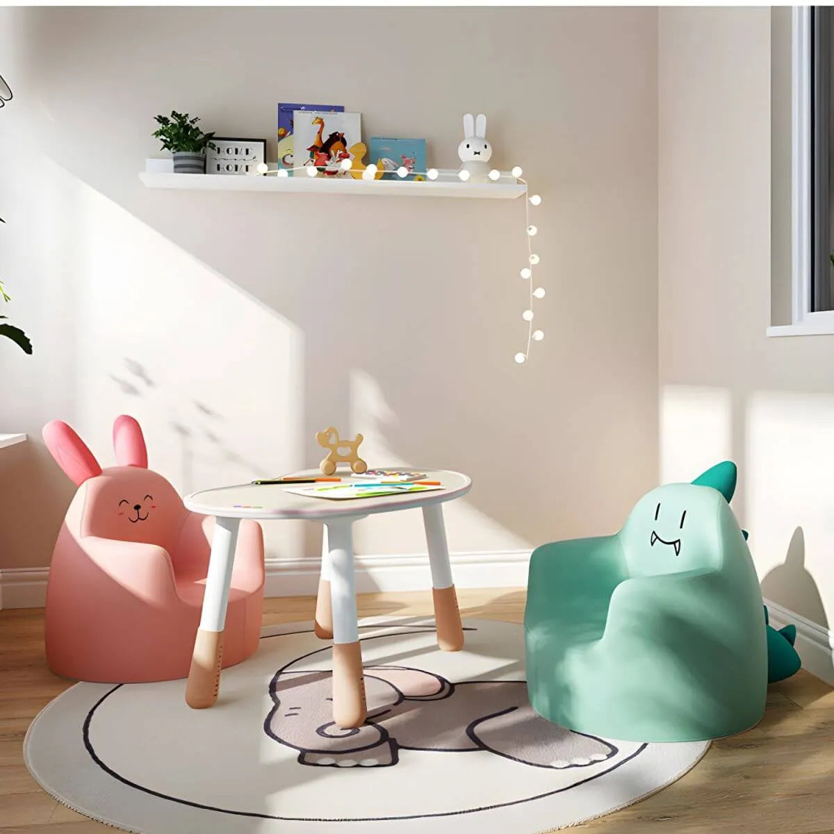 Adjustable Kids Writing Desk with Chair – Wood Top & Colorful Acrylic Base