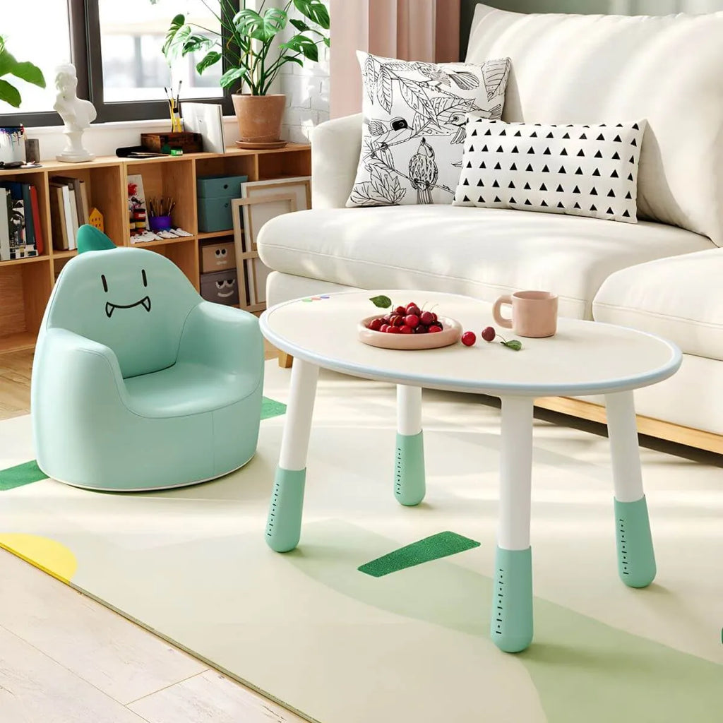 Adjustable Kids Writing Desk with Chair – Wood Top & Colorful Acrylic Base Main Product Image