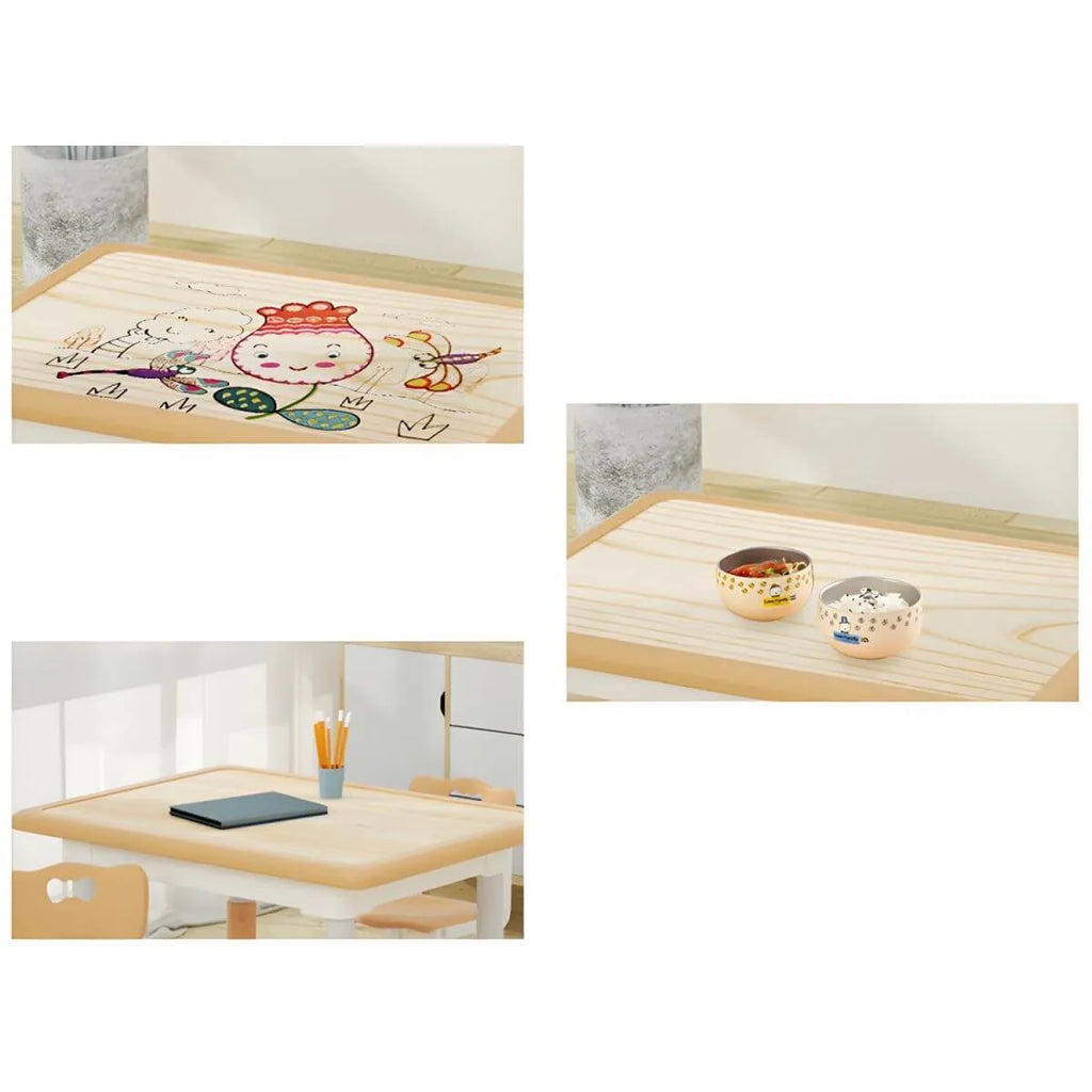Adjustable Kids Writing Desk with Natural Wood Top & Colorful Base