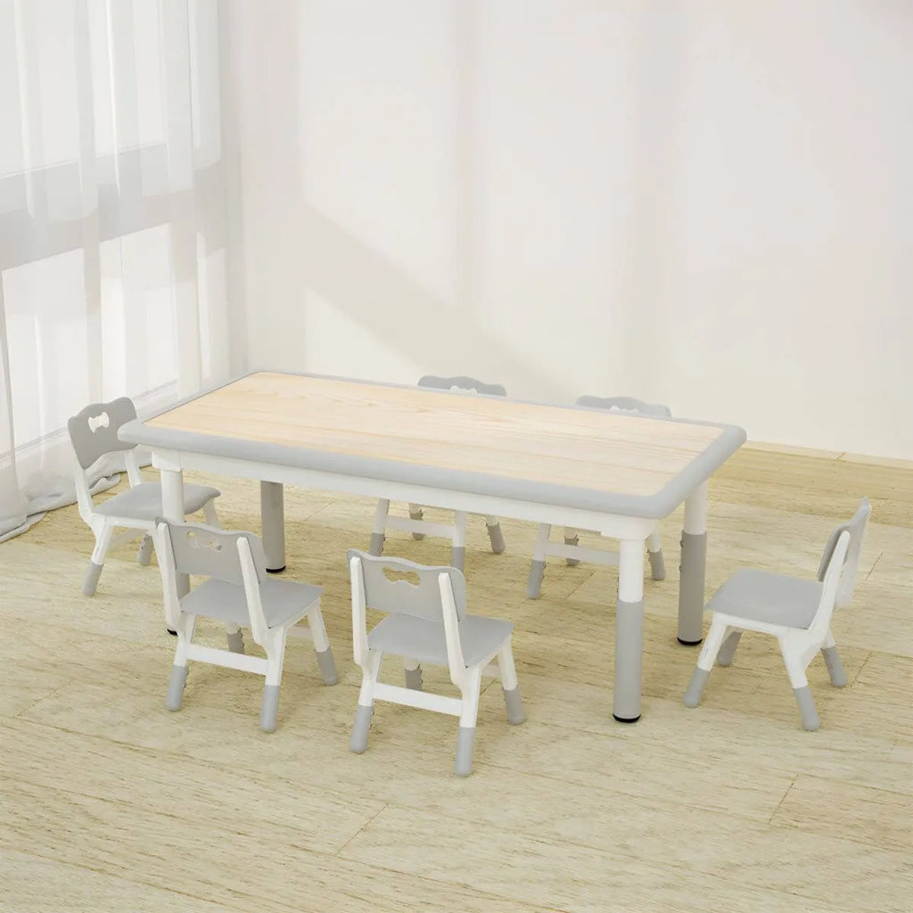 Adjustable Kids Writing Desk with Natural Wood Top & Colorful Base