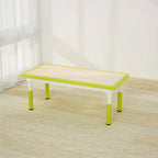 Adjustable Kids Writing Desk with Natural Wood Top & Colorful Base