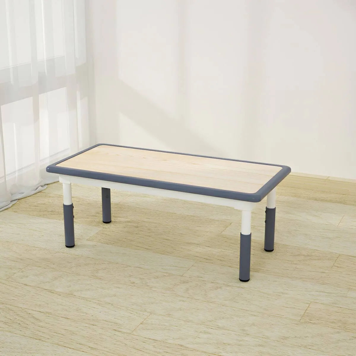 Adjustable Kids Writing Desk with Natural Wood Top & Colorful Base