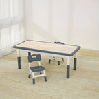 Adjustable Kids Writing Desk with Natural Wood Top & Colorful Base