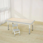 Adjustable Kids Writing Desk with Natural Wood Top & Colorful Base