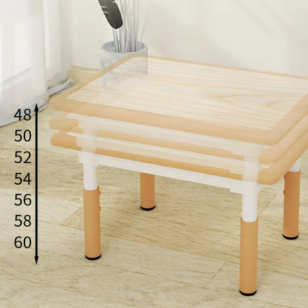 Adjustable Kids Writing Desk with Natural Wood Top & Colorful Base