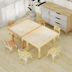 Adjustable Kids Writing Desk with Natural Wood Top & Colorful Base