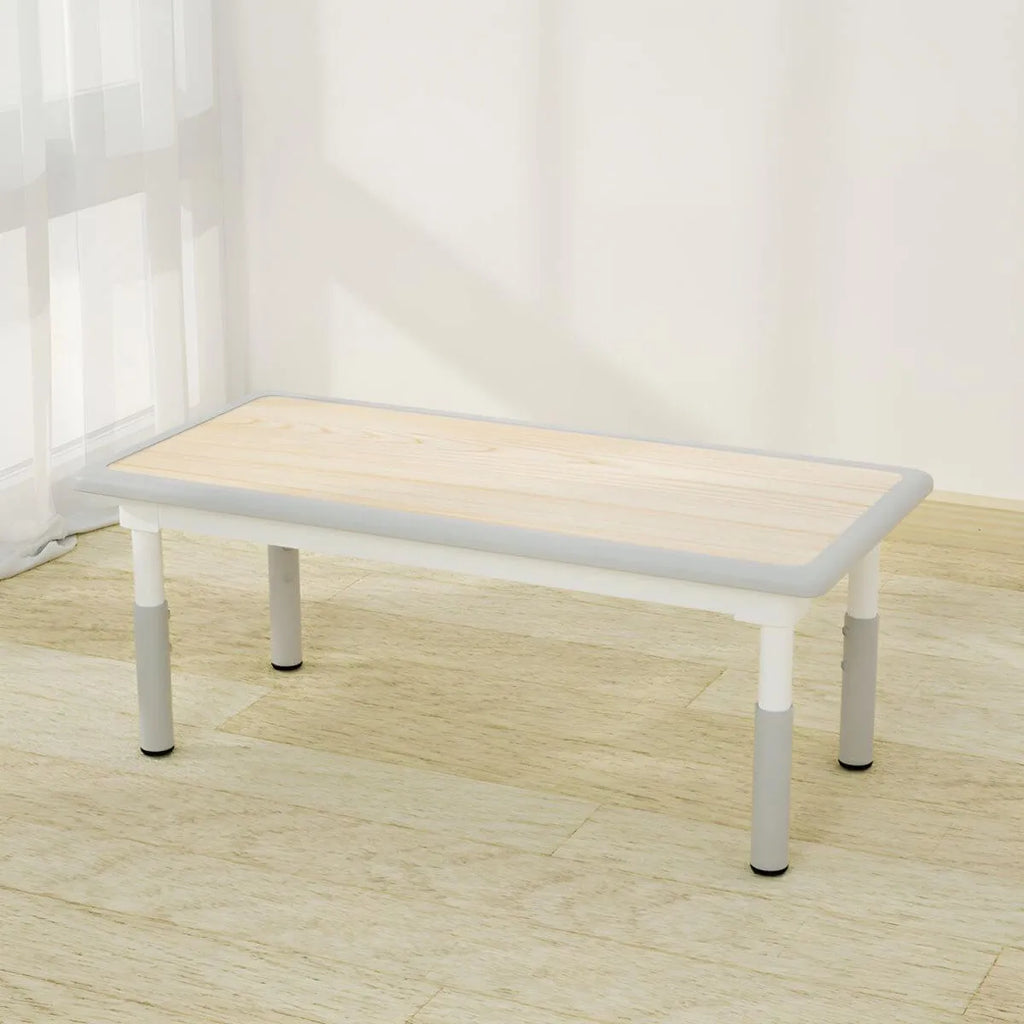Adjustable Kids Writing Desk with Natural Wood Top & Colorful Base