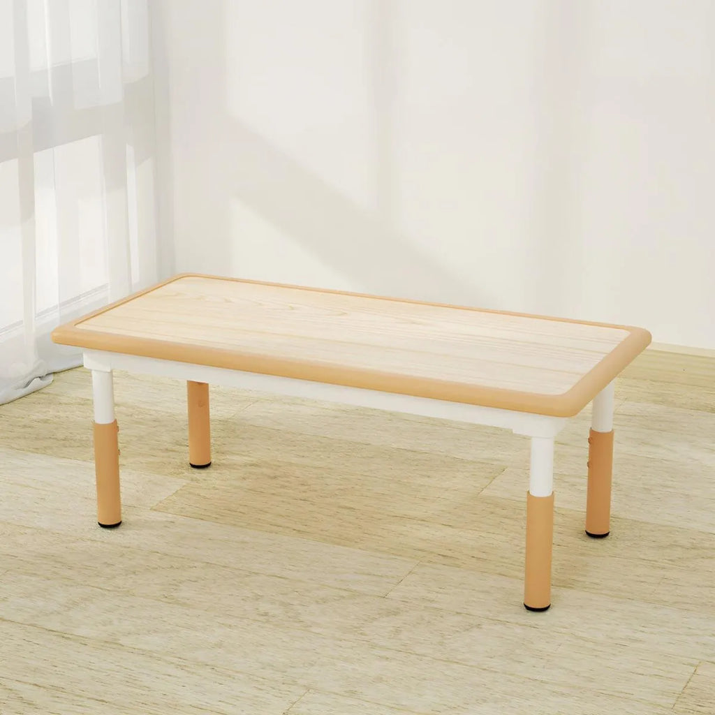 Adjustable Kids Writing Desk with Natural Wood Top & Colorful Base