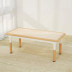 Adjustable Kids Writing Desk with Natural Wood Top & Colorful Base