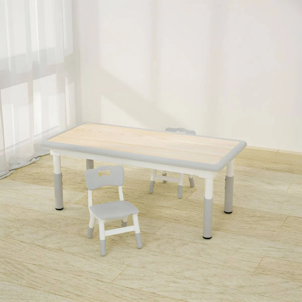 Adjustable Kids Writing Desk with Natural Wood Top & Colorful Base
