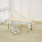 Adjustable Kids Writing Desk with Natural Wood Top & Colorful Base