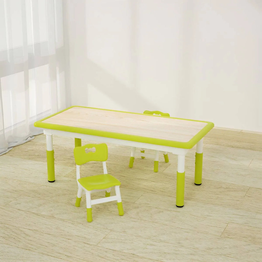 Adjustable Kids Writing Desk with Natural Wood Top & Colorful Base
