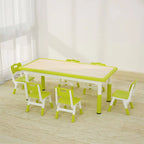 Adjustable Kids Writing Desk with Natural Wood Top & Colorful Base