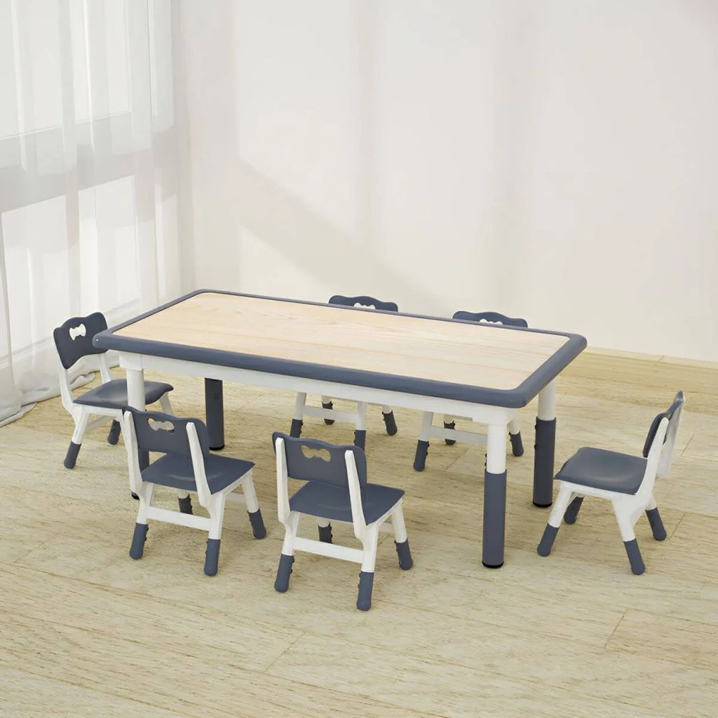 Adjustable Kids Writing Desk with Natural Wood Top & Colorful Base