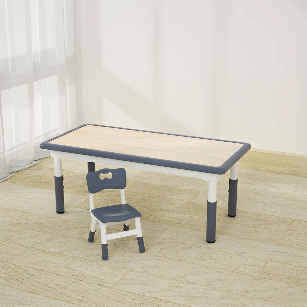 Adjustable Kids Writing Desk with Natural Wood Top & Colorful Base