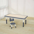 Adjustable Kids Writing Desk with Natural Wood Top & Colorful Base