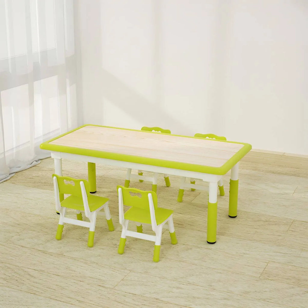 Adjustable Kids Writing Desk with Natural Wood Top & Colorful Base