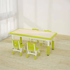 Adjustable Kids Writing Desk with Natural Wood Top & Colorful Base