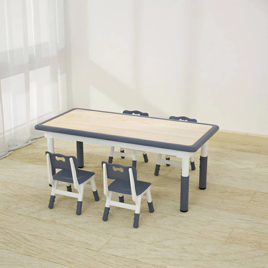Adjustable Kids Writing Desk with Natural Wood Top & Colorful Base