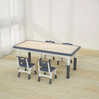 Adjustable Kids Writing Desk with Natural Wood Top & Colorful Base