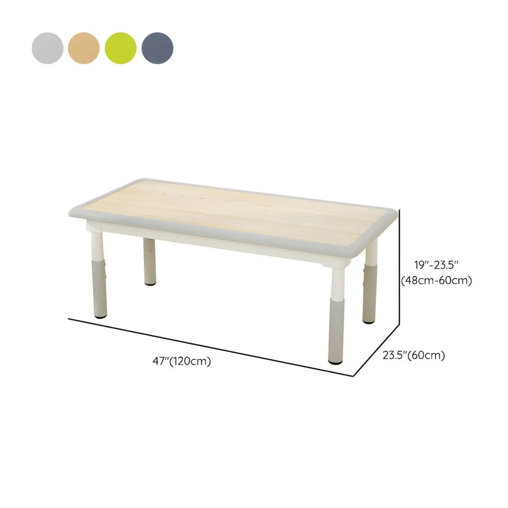 Adjustable Kids Writing Desk with Natural Wood Top & Colorful Base Dimensions