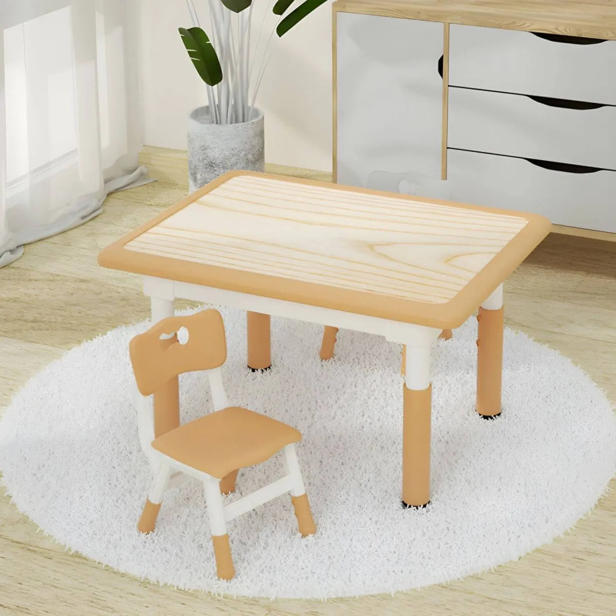 Adjustable Kids Writing Desk with Natural Wood Top & Colorful Base Main Product Image Main image