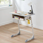 Adjustable Kids Writing Desk with Shelf and Storage – Wood & Metal