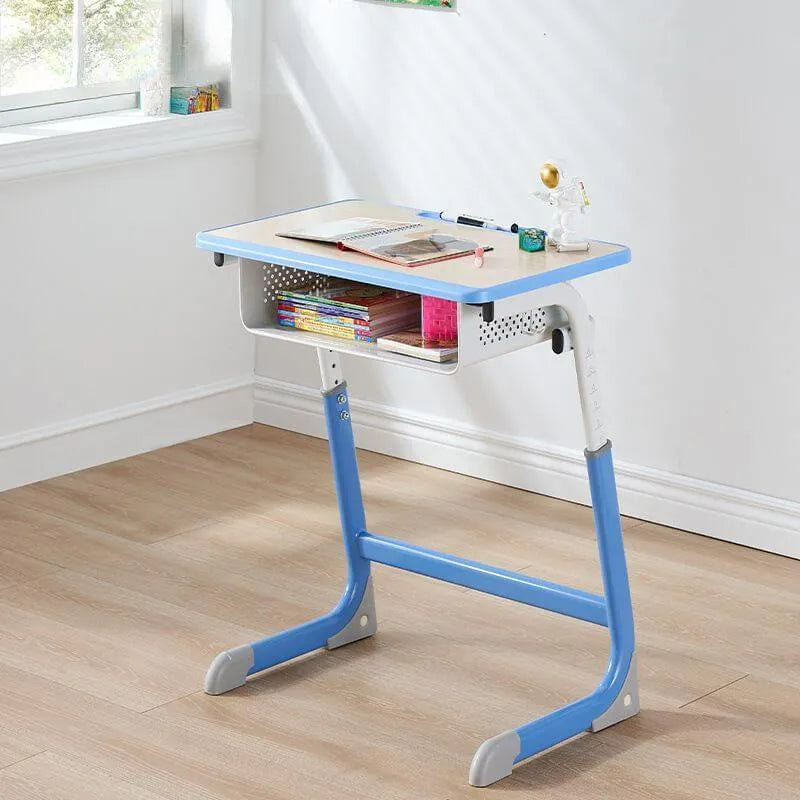 Adjustable Kids Writing Desk with Shelf and Storage – Wood & Metal